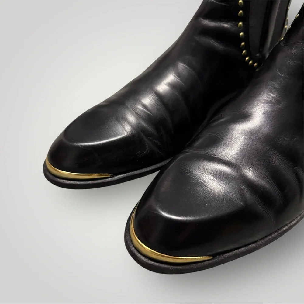 Rare Mezlan Black Leather‎ Studded Chelsea Boots Sz 8